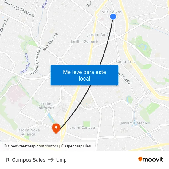 R. Campos Sales to Unip map