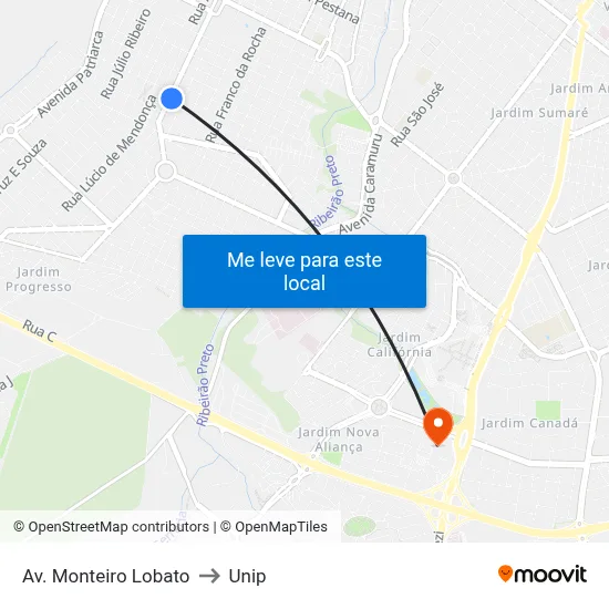 Av. Monteiro Lobato to Unip map