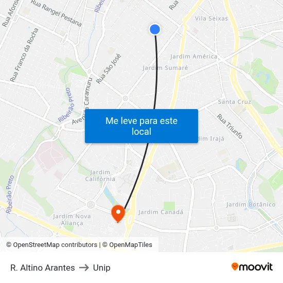 R. Altino Arantes to Unip map