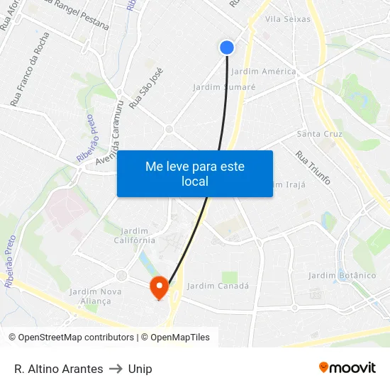 R. Altino Arantes to Unip map