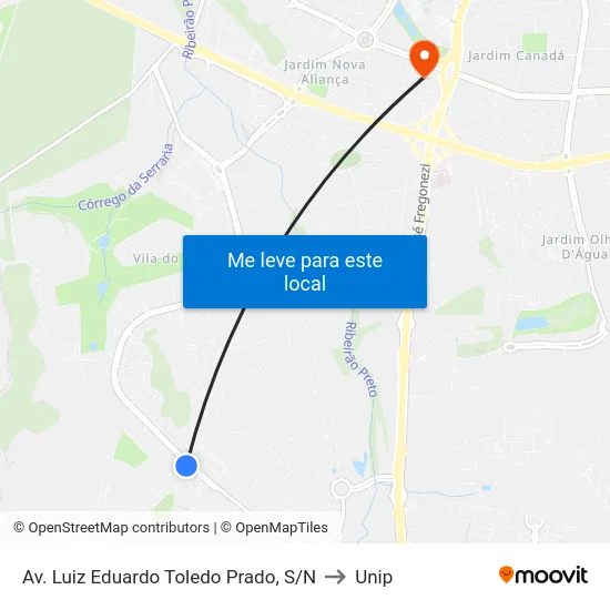 Av. Luiz Eduardo Toledo Prado, S/N to Unip map