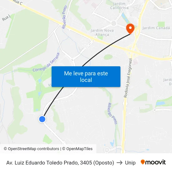 Av. Luiz Eduardo Toledo Prado, 3405 (Oposto) to Unip map