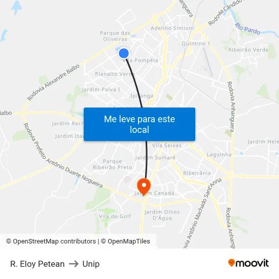 R. Eloy Petean to Unip map