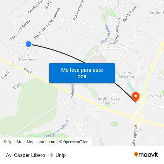 Av. Cásper Líbero to Unip map