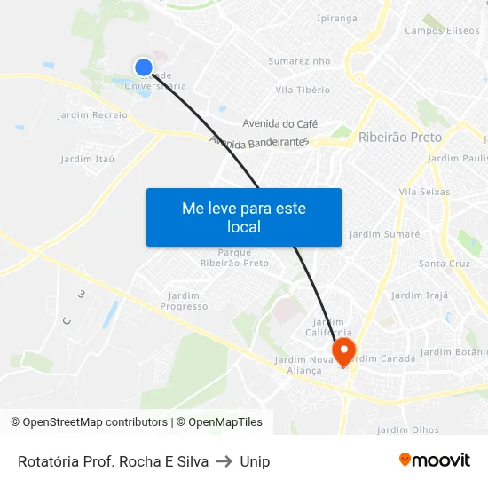 Rotatória Prof. Rocha E Silva to Unip map