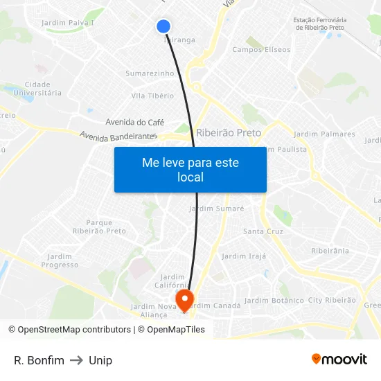 R. Bonfim to Unip map