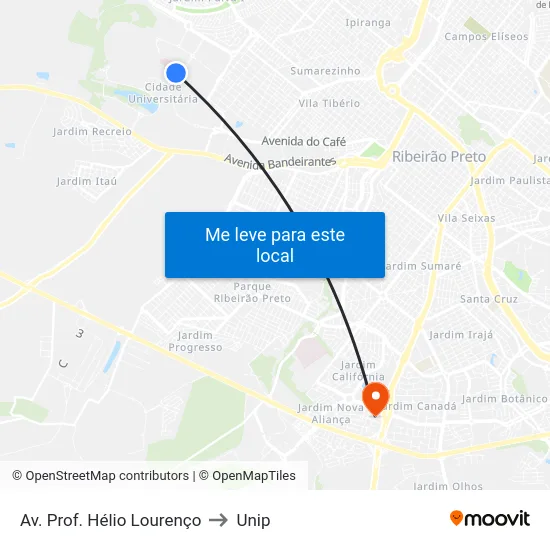 Av. Prof. Hélio Lourenço to Unip map