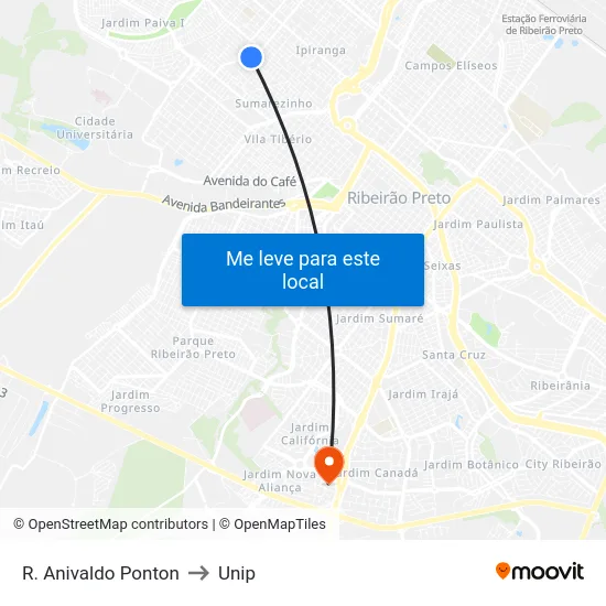 R. Anivaldo Ponton to Unip map