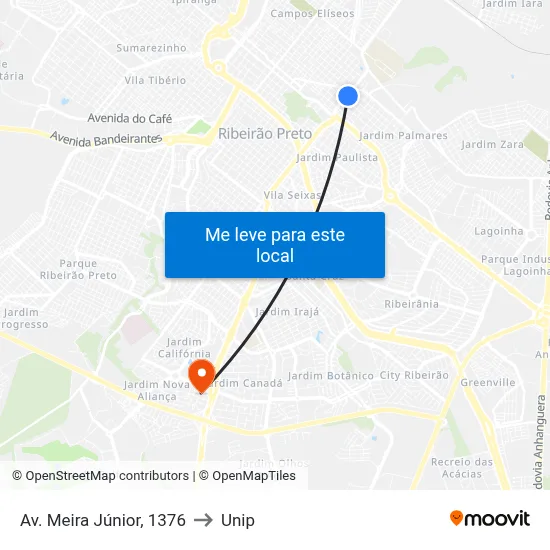 Av. Meira Júnior, 1376 to Unip map