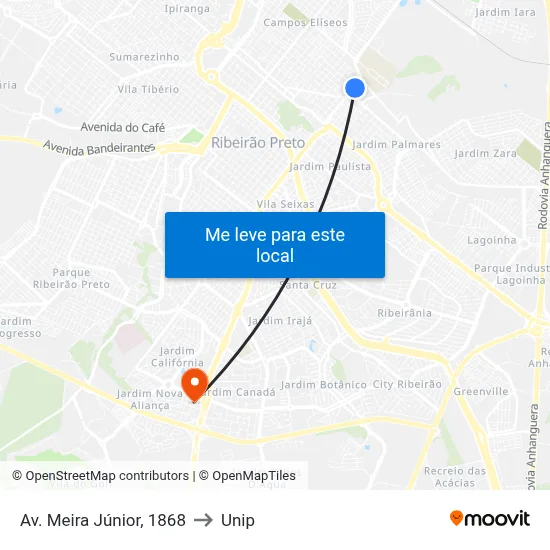 Av. Meira Júnior, 1868 to Unip map