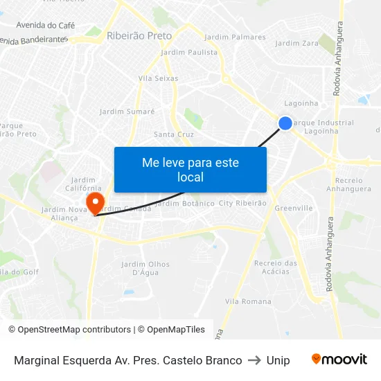 Marginal Esquerda Av. Pres. Castelo Branco to Unip map