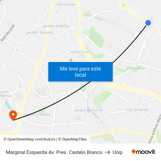 Marginal Esquerda Av. Pres. Castelo Branco to Unip map