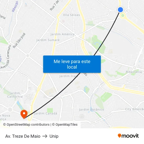 Av. Treze De Maio to Unip map