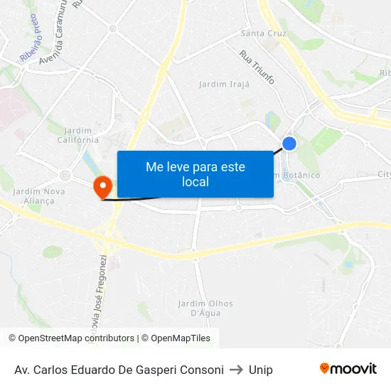 Av. Carlos Eduardo De Gasperi Consoni to Unip map