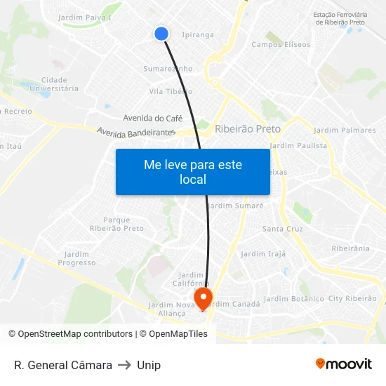R. General Câmara to Unip map