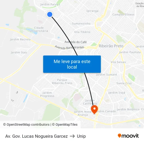 Av. Gov. Lucas Nogueira Garcez to Unip map