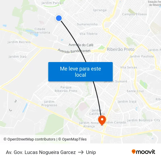 Av. Gov. Lucas Nogueira Garcez to Unip map
