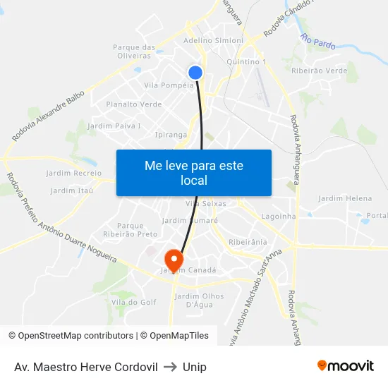 Av. Maestro Herve Cordovil to Unip map