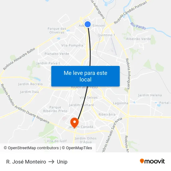 R. José Monteiro to Unip map
