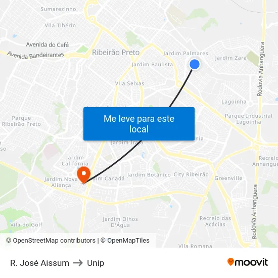 R. José Aissum to Unip map