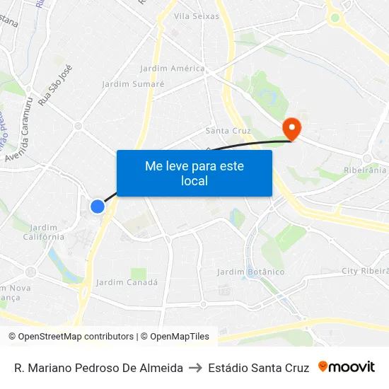 R. Mariano Pedroso De Almeida to Estádio Santa Cruz map
