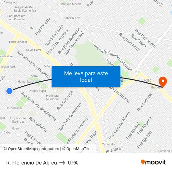 R. Florêncio De Abreu to UPA map