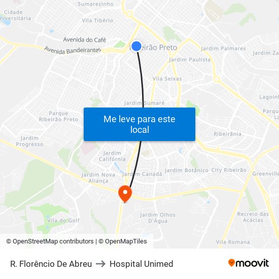 R. Florêncio De Abreu to Hospital Unimed map