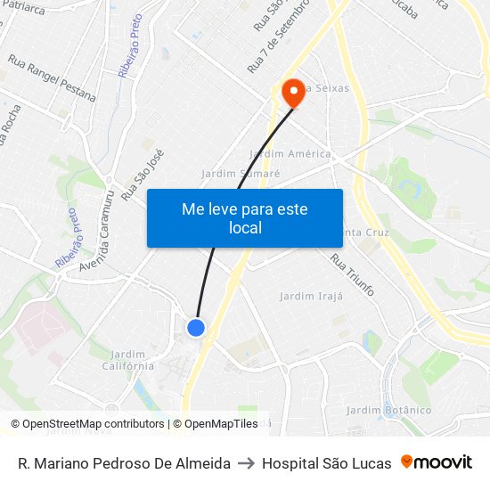 R. Mariano Pedroso De Almeida to Hospital São Lucas map