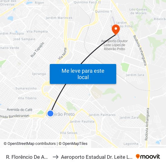 R. Florêncio De Abreu to Aeroporto Estadual Dr. Leite Lopes map