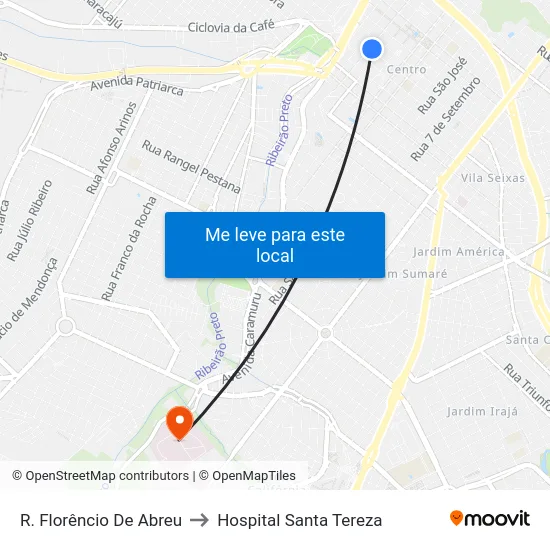 R. Florêncio De Abreu to Hospital Santa Tereza map