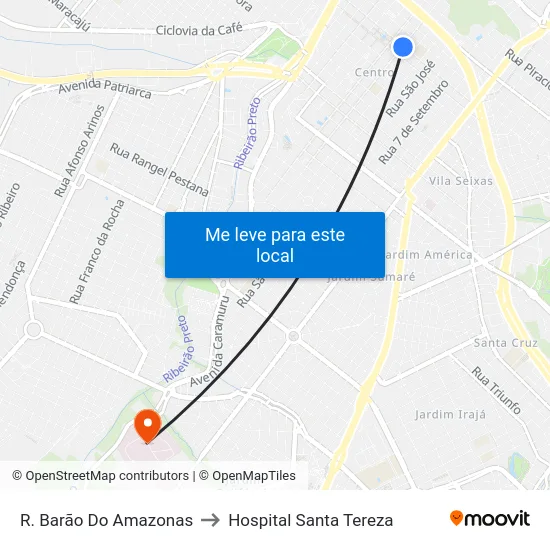 R. Barão Do Amazonas to Hospital Santa Tereza map
