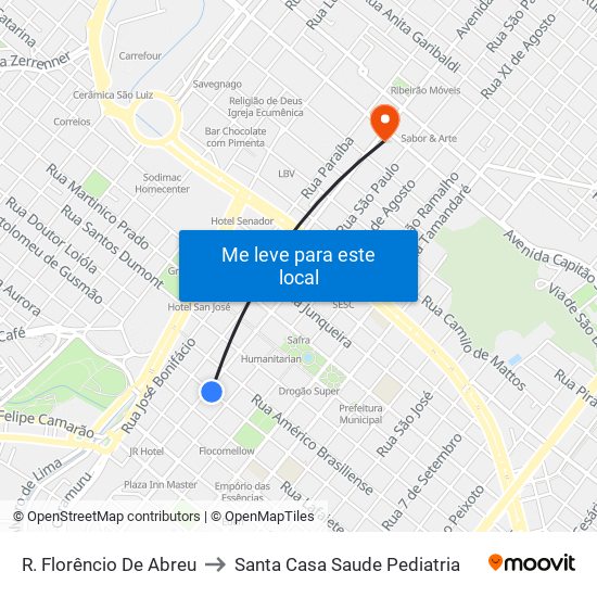 R. Florêncio De Abreu to Santa Casa Saude Pediatria map