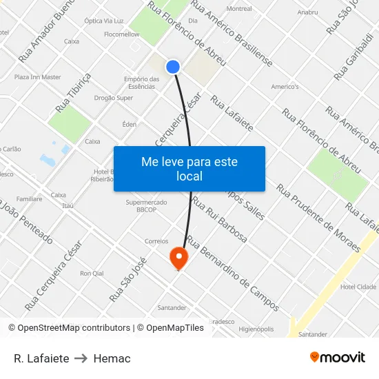 R. Lafaiete to Hemac map