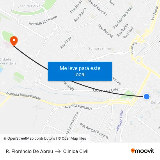R. Florêncio De Abreu to Clinica Civil map