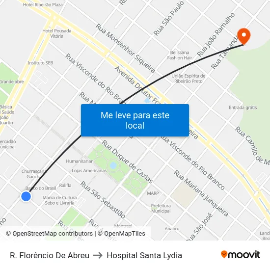 R. Florêncio De Abreu to Hospital Santa Lydia map
