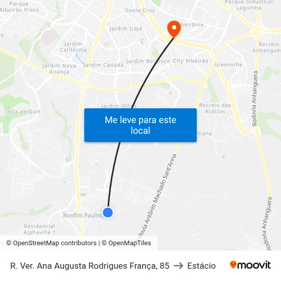 R. Ver. Ana Augusta Rodrigues França, 85 to Estácio map