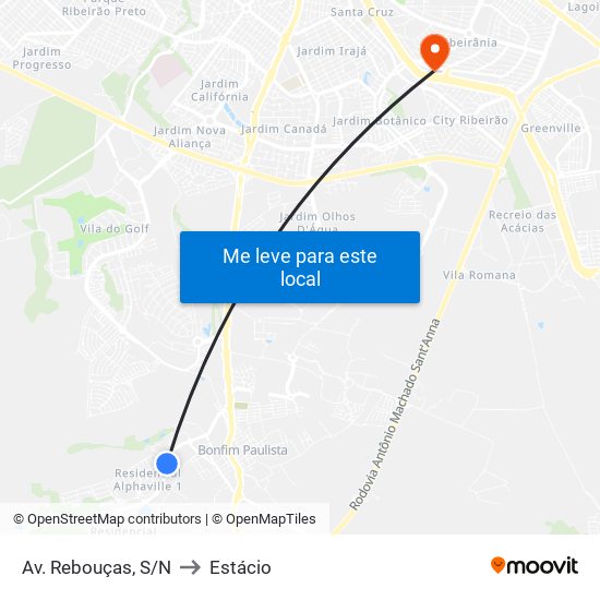 Av. Rebouças, S/N to Estácio map