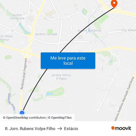 R. Jorn. Rubens Volpe Filho to Estácio map