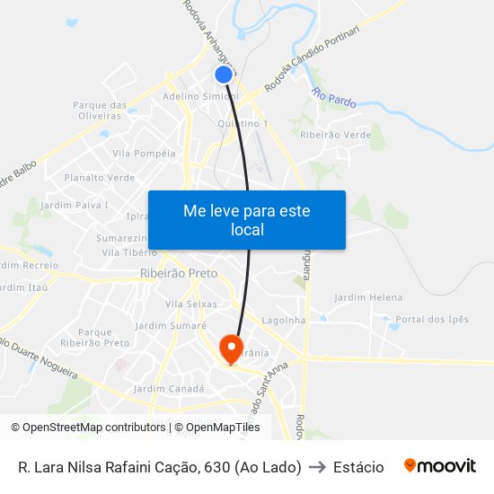 R. Lara Nilsa Rafaini Cação, 630 (Ao Lado) to Estácio map