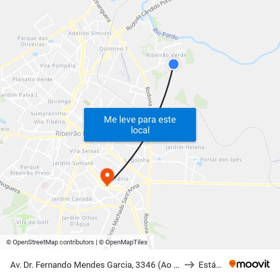 Av. Dr. Fernando Mendes Garcia, 3346 (Ao Lado) to Estácio map