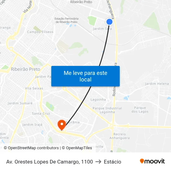Av. Orestes Lopes De Camargo, 1100 to Estácio map