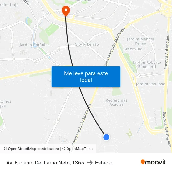 Av. Eugênio Del Lama Neto, 1365 to Estácio map