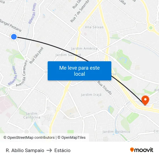 R. Abílio Sampaio to Estácio map