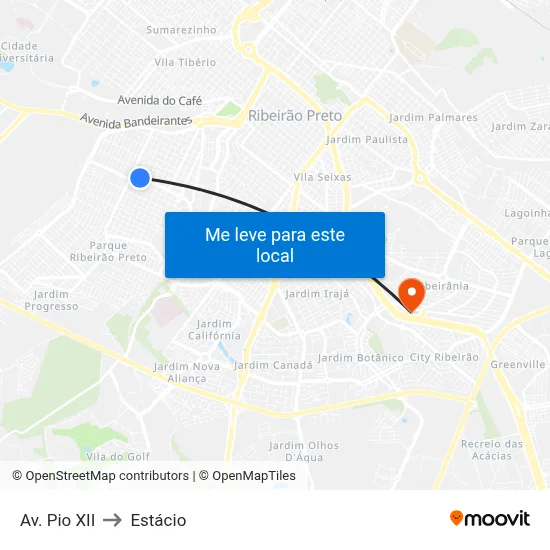 Av. Pio XII to Estácio map