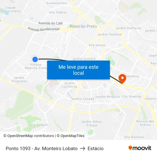 Ponto 1093 - Av. Monteiro Lobato to Estácio map
