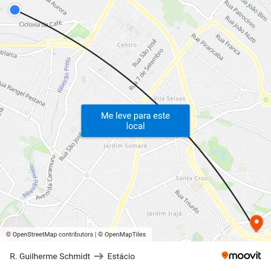 R. Guilherme Schmidt to Estácio map