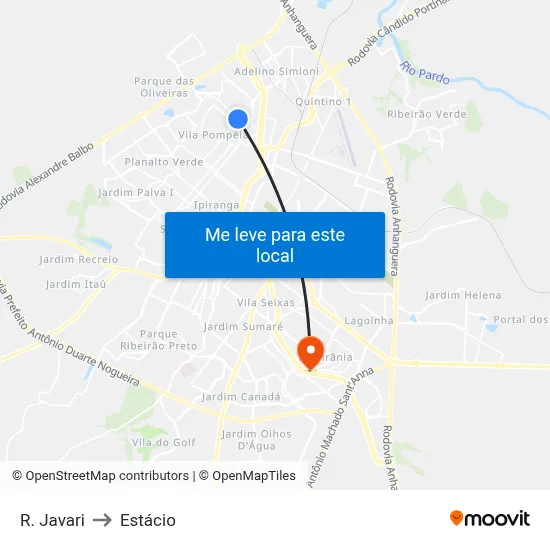 R. Javari to Estácio map
