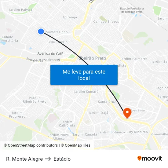 R. Monte Alegre to Estácio map