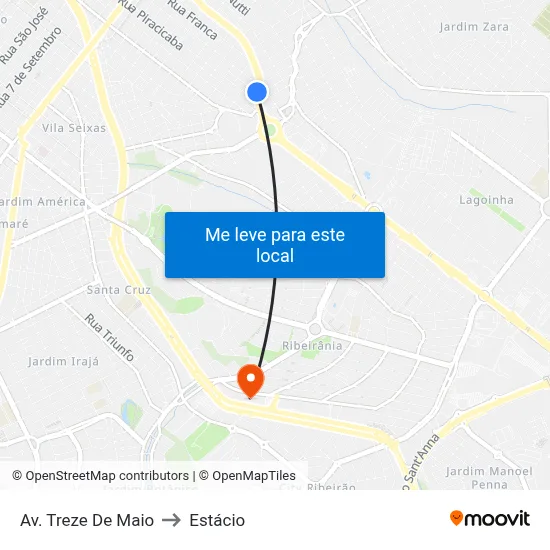 Av. Treze De Maio to Estácio map