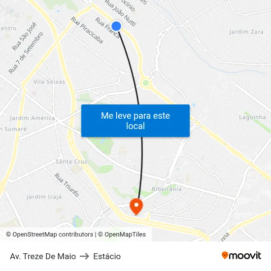 Av. Treze De Maio to Estácio map